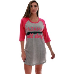 Just Love 100% Cotton Sleep Dress for Women Baseball Sleeve Nightshirt - 1 of 3