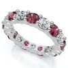 Pompeii3 3Ct Ruby & Diamond Eternity Ring 14k Gold or Platinum Lab Created - 3 of 4