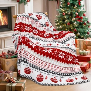 Lomsoe Christmas Throw Blanket for Couch, Holiday Christmas Reindeer Snowflakes Flannel Blanket, Soft, Cozy, Warm Winter Throw Decor. - 1 of 4