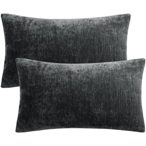 Piccocasa 2 Pcs 18 X 18 Polyester Plaid Bed Sofa Decorative Pillow Cover  Black And Silver : Target