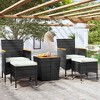 vidaXL Solid Acacia Wood Garden Bistro Set 5-Piece Balcony Set Garden Furniture Seating Set Balcony Furniture Table Chairs Footstool Poly Rattan Black - 2 of 4