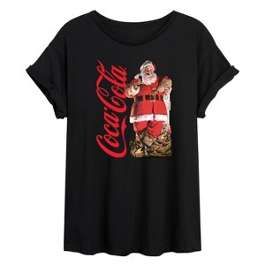 Women's - Coca-Cola - Vintage Santa With Presents Oversized Graphic T-Shirt - 1 of 4