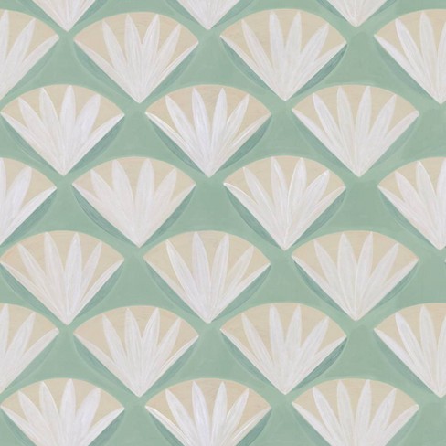 Tempaper & Co.® Deco Shell Removable Peel and Stick Wallpaper, Fresh Mint, 28 sq. ft.: Vinyl, Self-Adhesive, Abstract Seashell Pattern - image 1 of 4