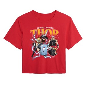 Women's - Marvel - Thor God of Thunder Cropped Graphic T-Shirt - 1 of 4