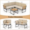 Costway 4 Piece Outdoor Sectional Sofa Set L-Shaped Metal Conversation Set with Cushions - 3 of 4