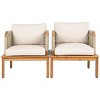 Set of 2 Patio Furniture Outdoor Club Chair with Cushions,Acacia Wood Frame and Rope Weave for Garden,Patio,Balcony-The Pop Home - 2 of 4