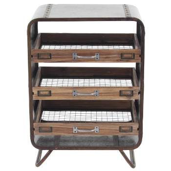 Industrial Chest with 3 Drawers Brown - Olivia & May