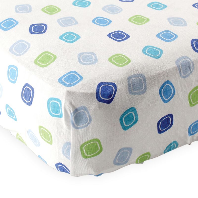 Luvable Friends Baby Boy Fitted Crib Sheet, Blue Geometric, One Size, 2 of 3