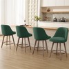 Bekrvio 26" Counter Height Swivel Bar Stools Set of 1/2/3/4–Mid-Century Barstools with Backs, Linen Upholstered & Wood Legs, for Kitchen Island - 4 of 4