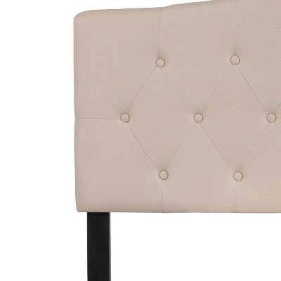 Beige Tufted Upholstered Full Headboard with Metal Legs