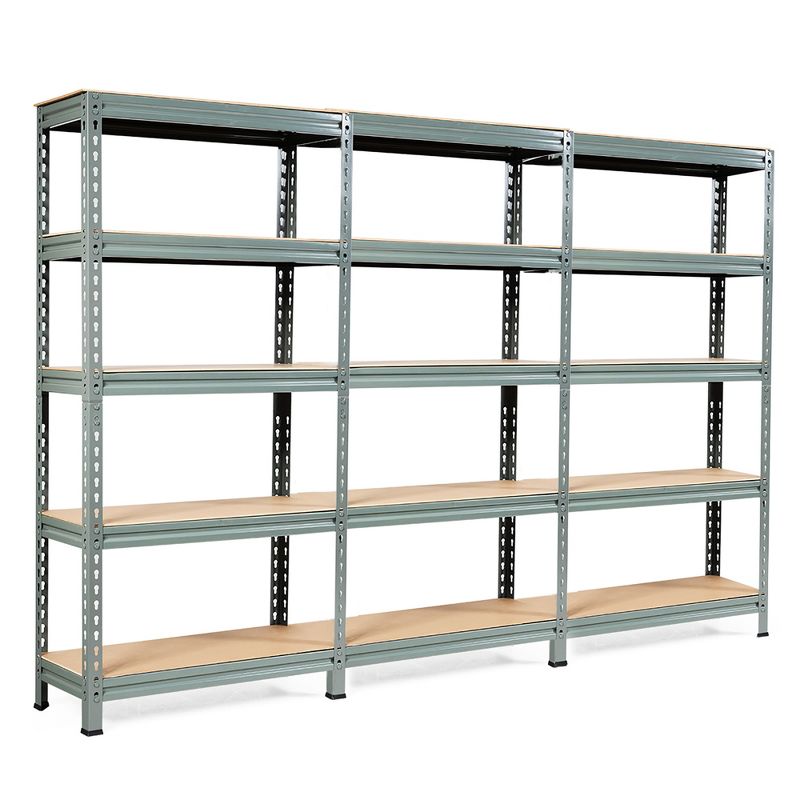Costway 3PCS 5-Tier Metal Storage Shelves 60''Adjustable Shelves Silver\Gray\ Blue, 1 of 11