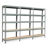 Costway 3PCS 5-Tier Metal Storage Shelves 60''Adjustable Shelves Silver\Gray\ Blue