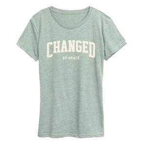 Women's - Instant Message - Changed By Grace Collegiate Short Sleeve Graphic T-Shirt - 1 of 4