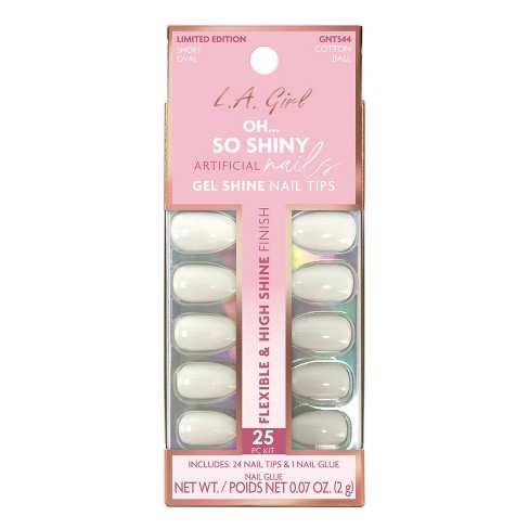L.A. Girl Oh So Shiny Artificial Fake Nails - Cotton Ball - 25ct - image 1 of 4