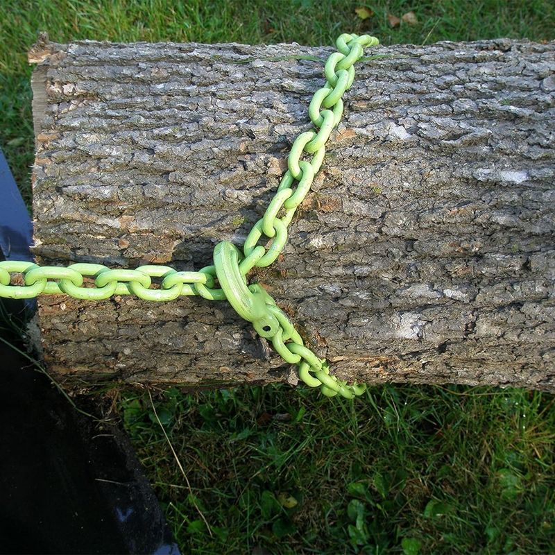 Timber Tuff 15 Foot 4,700 Pound Maximum Pulling Force Choker Chain with Probe Stake for ATVs, UTVs, and Lawn Tractors, High Visibility Green, 5 of 7