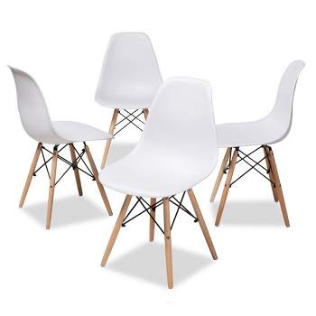 Set of 4 Sydnea Mid Century Modern Acrylic Wood Finished Dining Chairs White - Baxton Studio