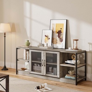 Farmhouse TV Stand for 65/75 Inch TVs, Entertainment Center with Storage Cabinet and Mesh Doors, Furniture for Living Room - 1 of 2