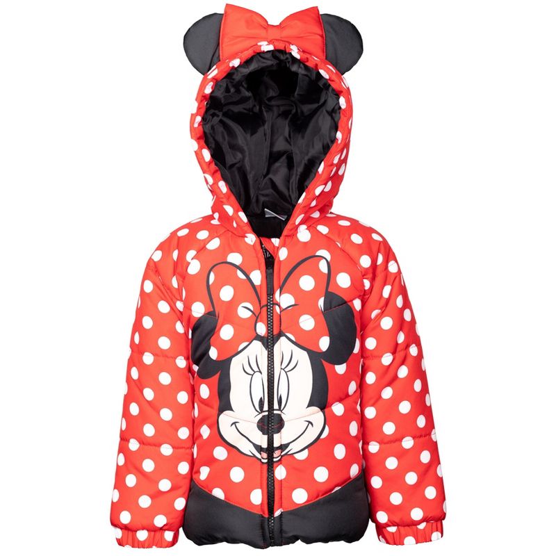 Disney Minnie Mouse Girls Winter Coat Puffer Jacket Toddler, 1 of 10