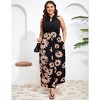 Womens Plus Size Wide Leg Tie Neck Business Casual Jumpsuits - 2 of 3