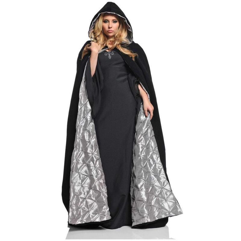 Underwraps 63" Deluxe Velvet Adult Costume Accessory Cape - Silver Satin Lining, 1 of 2