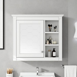 Medicine Cabinet, Wall Mounted Bathroom Storage Cabinet with Mirror, Modern Bathroom Wall Cabinet with Concealed & Open Shelves - 1 of 4