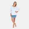 erika Women's Mixed Blue Striped 3/4 Sleeve Tee Shirt With Pocket - 2 of 3