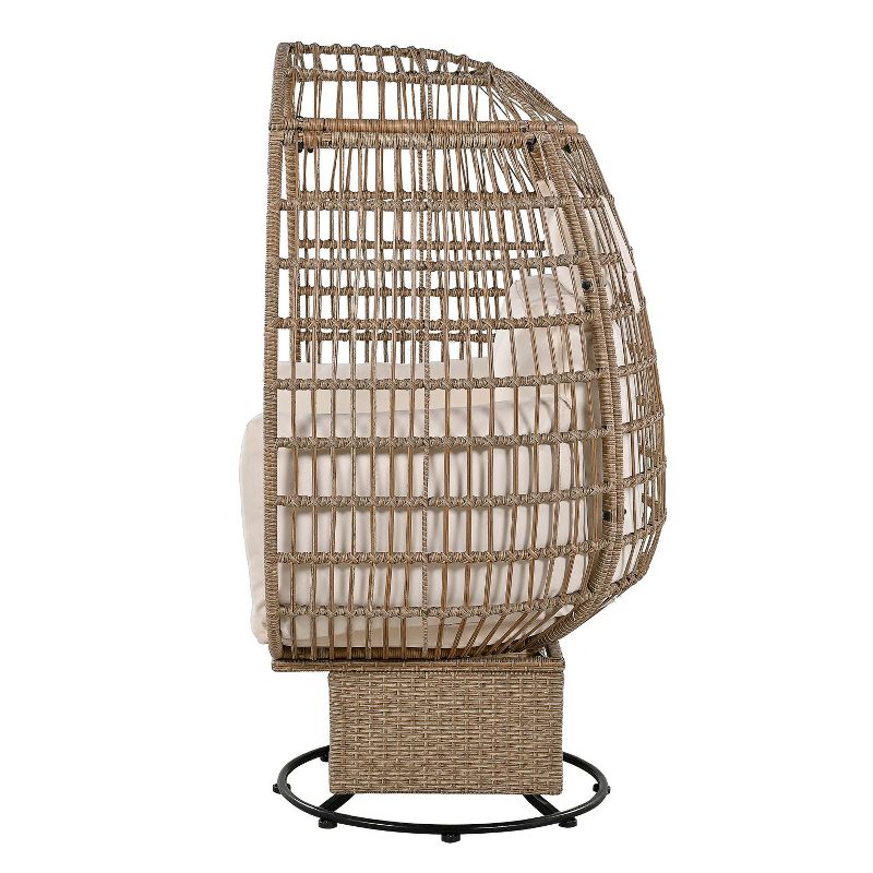 Nellie Patio Wicker Swivel Chairs, Rocking Function Egg Patio Chair with Cushions, Outdoor Furniture - Maison Boucle, 3 of 10