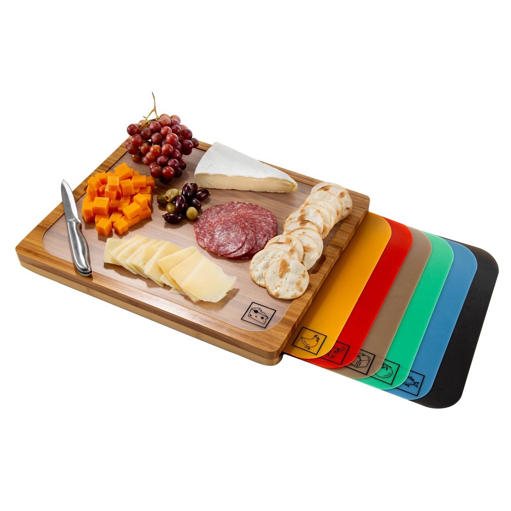 Seville Classics Bamboo Cutting Board with Cutting Mats