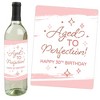 Big Dot of Happiness 30th Pink Rose Gold Birthday Party Decorations for Women and Men Wine Bottle Label Stickers 4 Ct - 2 of 4