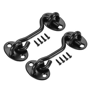Unique Bargains 201 Stainless Steel Cabin Eye Latch Gate Door Swivel Hook with Mounting Screws 2 Pcs - 1 of 4