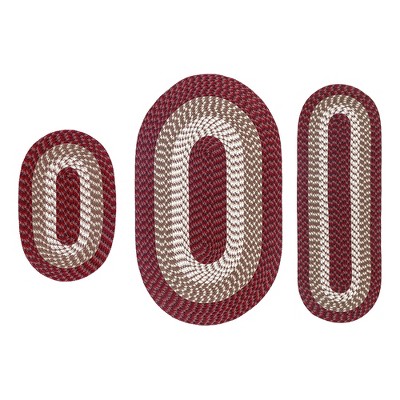 Alpine 3 Piece Collection 100% Polypropylene Durable & Stain Resistant Double Sided Reversible Indoor Braided Rug Set