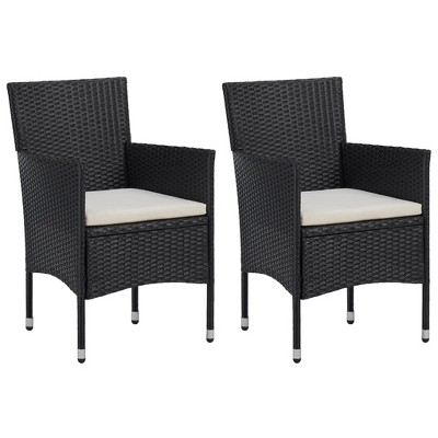 VidaXLPatio Dining Chairs 2pcs Poly Rattan Black