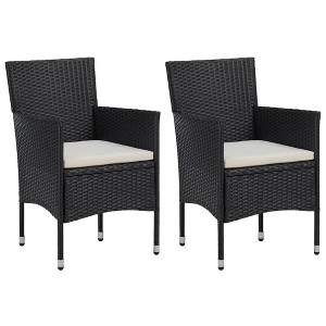 VidaXLPatio Dining Chairs 2pcs Poly Rattan Black - 1 of 4