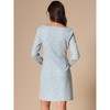 INSPIRE CHIC Women's Tweed Long Sleeves Square Neckline Knee Length Dresses - 3 of 4