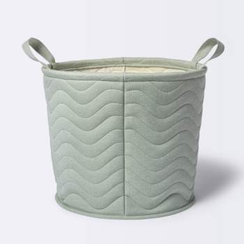 Quilted Fabric Large Round Storage  Basket - Green - Cloud Island™