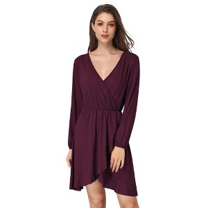 Women's Cross V-Neck Wrap Ruffle Party Mini Dress - 1 of 4