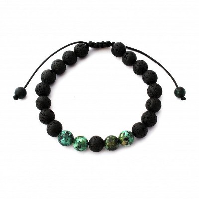 Plantlife Aromatherapy Bracelet - Adjustable Grass Agate & Lava Rock, Natural Stone Jewelry for Essential Oil Diffusion & Wellness