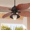 60" Casa Vieja Oak Creek Tropical Indoor Outdoor Ceiling Fan with LED Light Oil Rubbed Bronze Walnut Frosted Glass Damp Rated for Patio Exterior House - 2 of 4