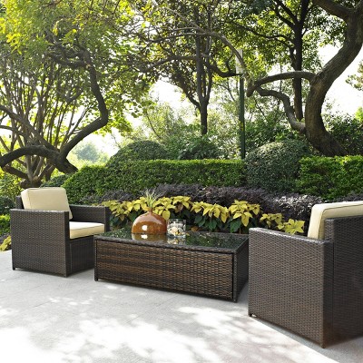 Mahogany Handwoven Resin Wicker 3-Piece Outdoor Seating Set