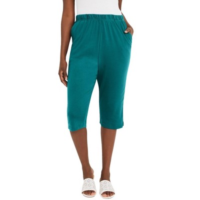 Jessica London Women's Plus Size Soft Ease Capri - 18/20, Green : Target