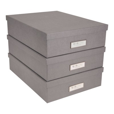 Set of 3 Oskar Letter Box Gray - Bigso Box of Sweden