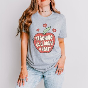 Simply Sage Market Teaching Is A Work Of Heart Apple Short Sleeve Tee - 1 of 4