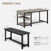 Industrial Dining Table Set with Storage Drawer & Wine Rack - Faux Wood Top, Leather Bench, Compact Design for Small Spaces - 2 of 4