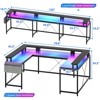 U Shaped Computer Gaming Desk, Reversible L Shaped Desk w/Monitor Stand, Large Corner Desk w/Storage Shelves for Home Office - 4 of 4