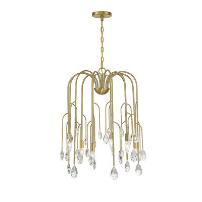 Noble Brass and Crystal 6-Light Candle Chandelier