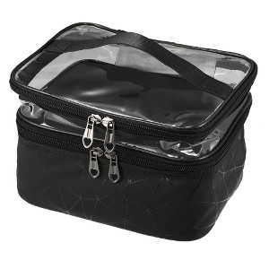 Unique Bargains Double Layer Makeup Bag Cosmetic Travel Bag Case Organizer Bag Clear Bags for Women 1 Pcs - 1 of 4