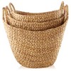 Casafield Set of 3 Water Hyacinth Boat Baskets with Handles, Woven Storage Organizers for Blankets, Laundry, Bathroom, Bedroom, Living Room - 4 of 4