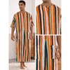 Lars Amadeus Men's Contrast Color Short Sleeves Button Down Stripes Nightgown - 3 of 4