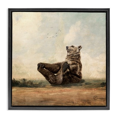Stupell Industries Bear Holding Paws Watching Sunset, 18" x 18"
