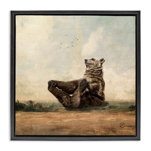 Stupell Industries Bear Holding Paws Watching Sunset, 18" x 18" - 1 of 4